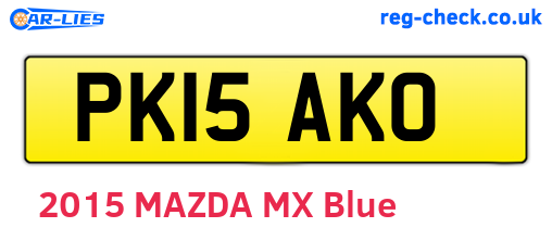 PK15AKO are the vehicle registration plates.