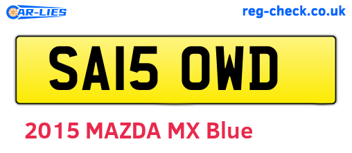 SA15OWD are the vehicle registration plates.