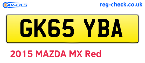 GK65YBA are the vehicle registration plates.