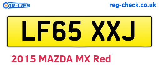 LF65XXJ are the vehicle registration plates.