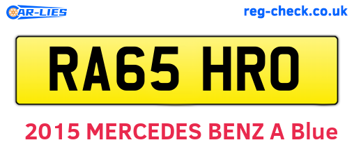 RA65HRO are the vehicle registration plates.
