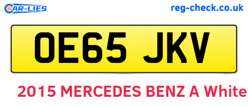 OE65JKV are the vehicle registration plates.