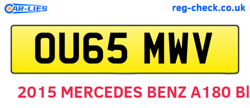 OU65MWV are the vehicle registration plates.