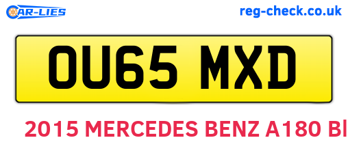OU65MXD are the vehicle registration plates.