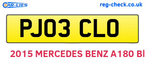 PJ03CLO are the vehicle registration plates.