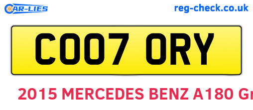 CO07ORY are the vehicle registration plates.