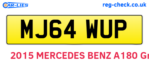 MJ64WUP are the vehicle registration plates.