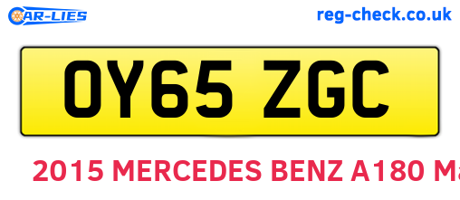 OY65ZGC are the vehicle registration plates.