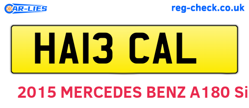 HA13CAL are the vehicle registration plates.