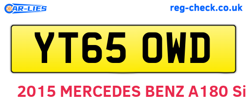 YT65OWD are the vehicle registration plates.