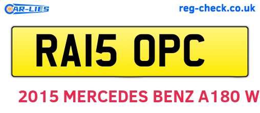 RA15OPC are the vehicle registration plates.