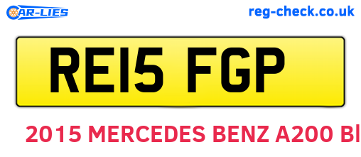 RE15FGP are the vehicle registration plates.