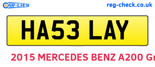 HA53LAY are the vehicle registration plates.