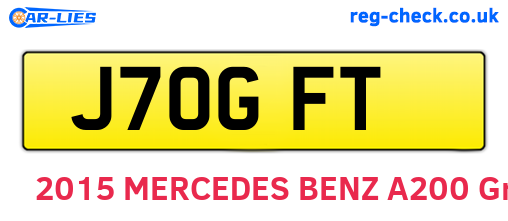 J70GFT are the vehicle registration plates.