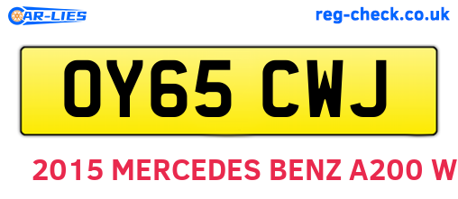OY65CWJ are the vehicle registration plates.