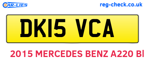 DK15VCA are the vehicle registration plates.