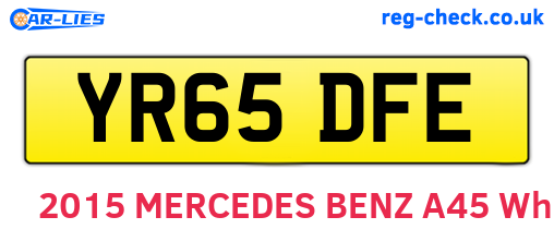 YR65DFE are the vehicle registration plates.
