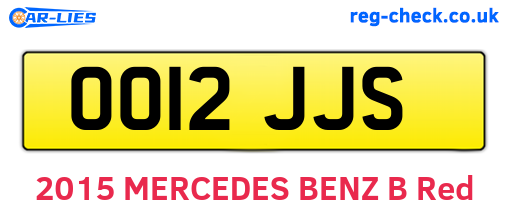 OO12JJS are the vehicle registration plates.