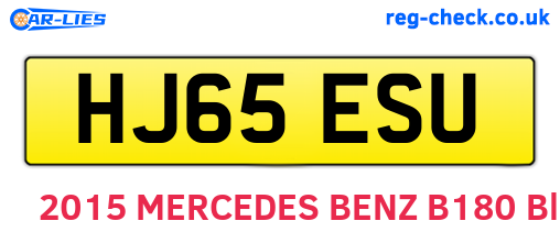 HJ65ESU are the vehicle registration plates.