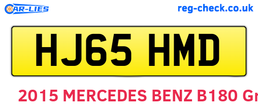 HJ65HMD are the vehicle registration plates.