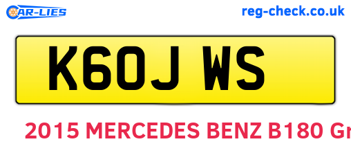 K60JWS are the vehicle registration plates.