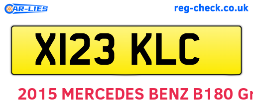 X123KLC are the vehicle registration plates.