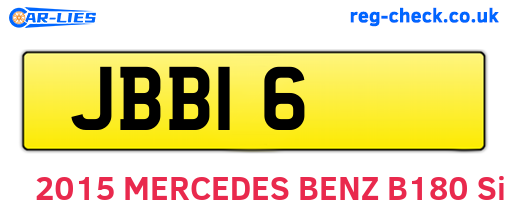 JBB16 are the vehicle registration plates.