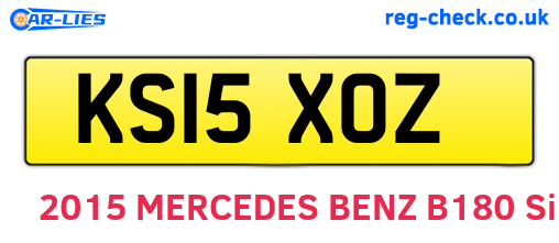 KS15XOZ are the vehicle registration plates.