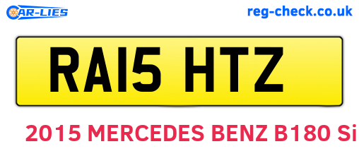RA15HTZ are the vehicle registration plates.