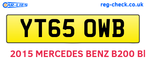 YT65OWB are the vehicle registration plates.
