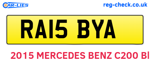 RA15BYA are the vehicle registration plates.