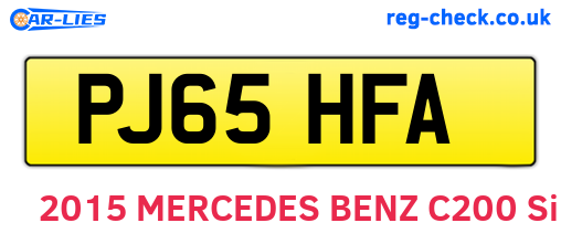 PJ65HFA are the vehicle registration plates.