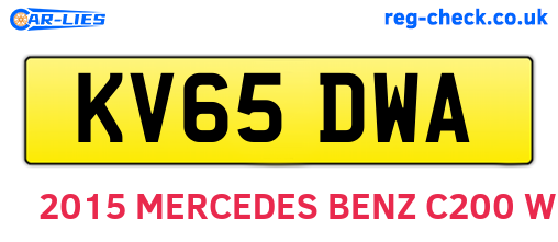 KV65DWA are the vehicle registration plates.
