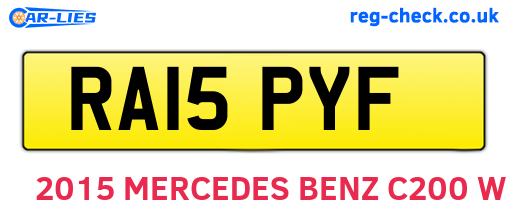 RA15PYF are the vehicle registration plates.