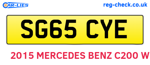 SG65CYE are the vehicle registration plates.
