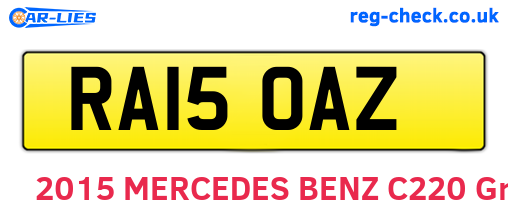 RA15OAZ are the vehicle registration plates.