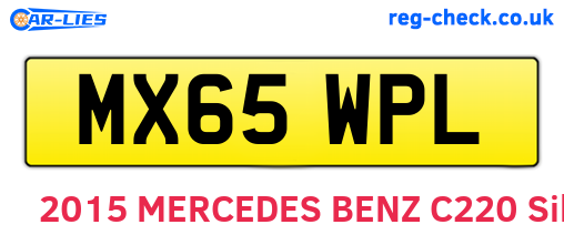 MX65WPL are the vehicle registration plates.