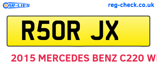 R50RJX are the vehicle registration plates.