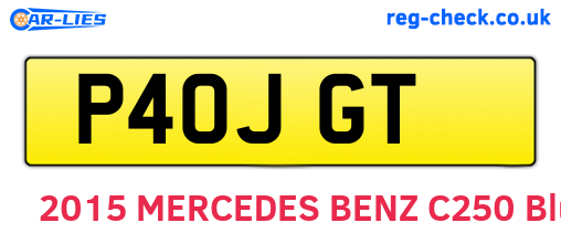 P40JGT are the vehicle registration plates.
