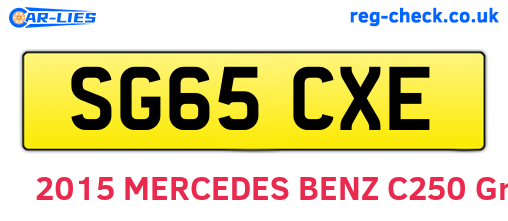 SG65CXE are the vehicle registration plates.