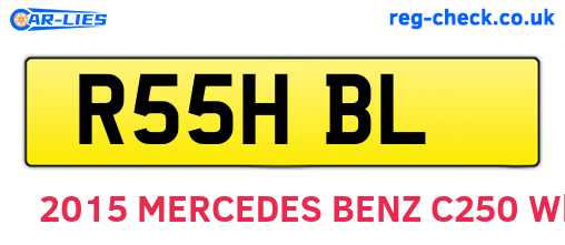 R55HBL are the vehicle registration plates.