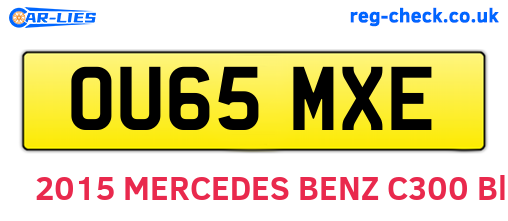 OU65MXE are the vehicle registration plates.