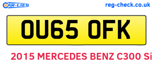OU65OFK are the vehicle registration plates.