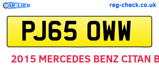 PJ65OWW are the vehicle registration plates.