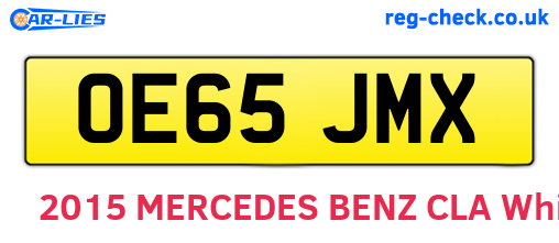 OE65JMX are the vehicle registration plates.