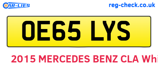 OE65LYS are the vehicle registration plates.