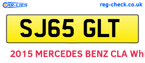 SJ65GLT are the vehicle registration plates.