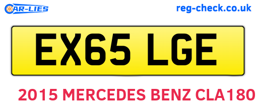 EX65LGE are the vehicle registration plates.