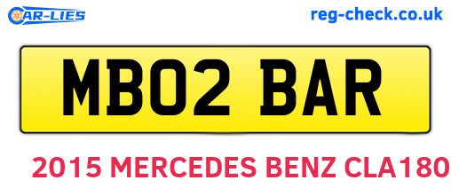 MB02BAR are the vehicle registration plates.