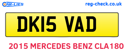 DK15VAD are the vehicle registration plates.